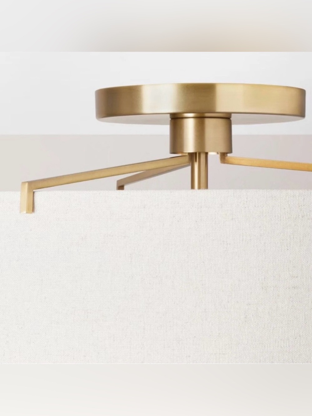 Fabric Shade Semi-Flush Mount Ceiling Light Brass/Oatmeal - Hearth & Hand with - Picture 4 of 7